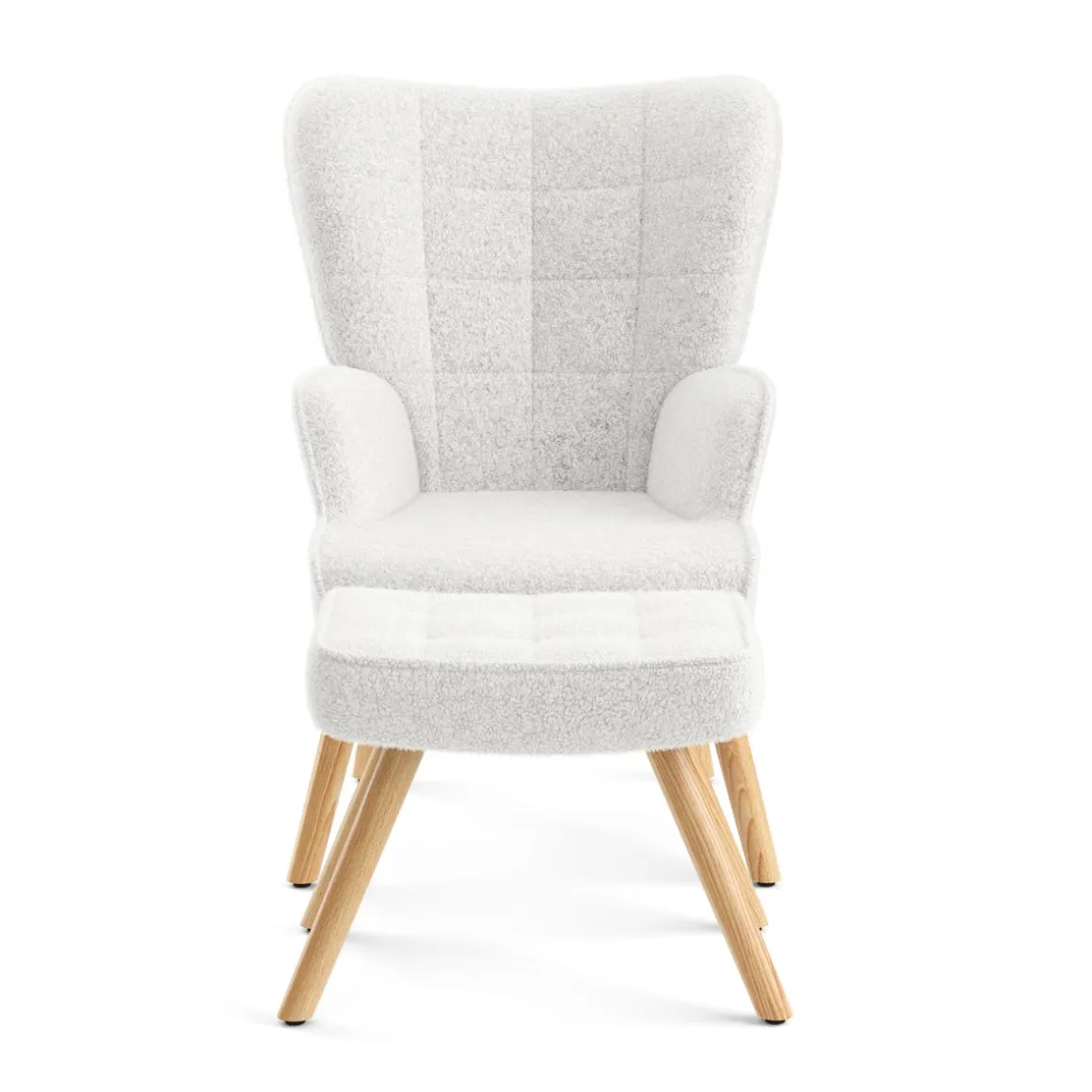 Sessel mit Hocker TEDDY weiss