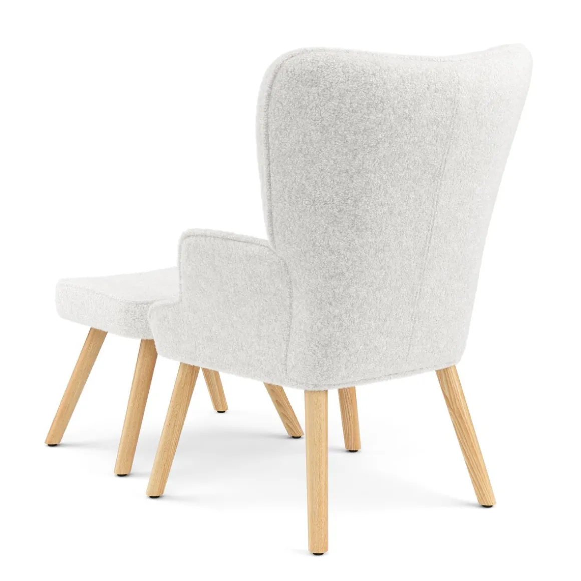 Sessel mit Hocker TEDDY weiss
