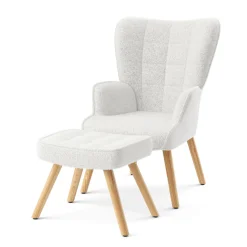 Sessel mit Hocker TEDDY weiss