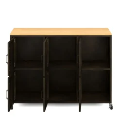 Sideboard auf Rollen Industrial FORGE 119 x 89 cm schwarz/braun