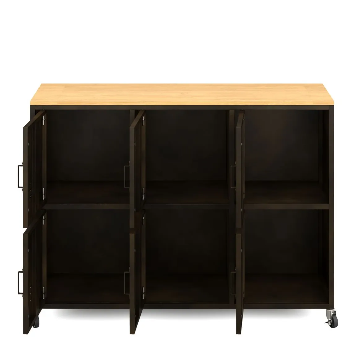 Sideboard auf Rollen Industrial FORGE 119 x 89 cm schwarz/braun
