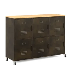 Sideboard auf Rollen Industrial FORGE 119 x 89 cm schwarz/braun