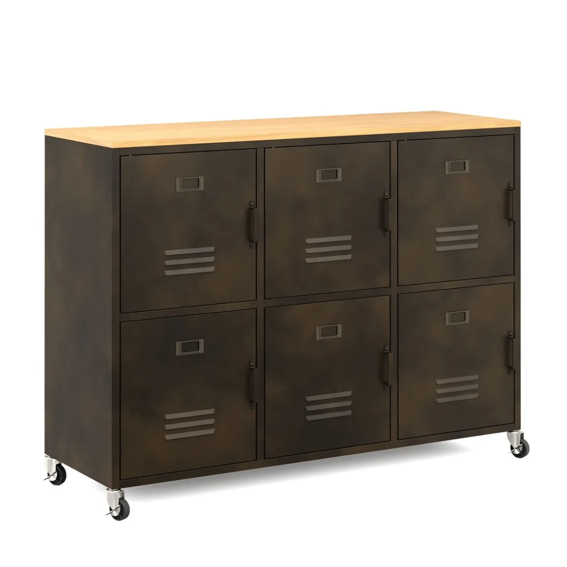 Sideboard auf Rollen Industrial FORGE 119 x 89 cm schwarz/braun