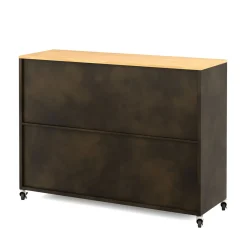 Sideboard auf Rollen Industrial FORGE 119 x 89 cm schwarz/braun