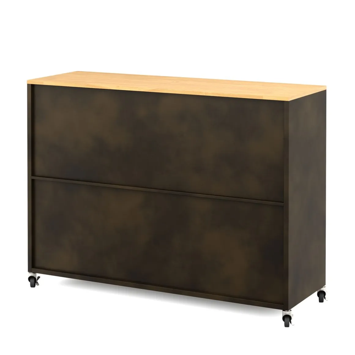 Sideboard auf Rollen Industrial FORGE 119 x 89 cm schwarz/braun