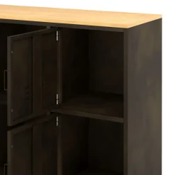 Sideboard auf Rollen Industrial FORGE 119 x 89 cm schwarz/braun