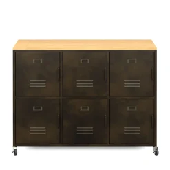 Sideboard auf Rollen Industrial FORGE 119 x 89 cm schwarz/braun
