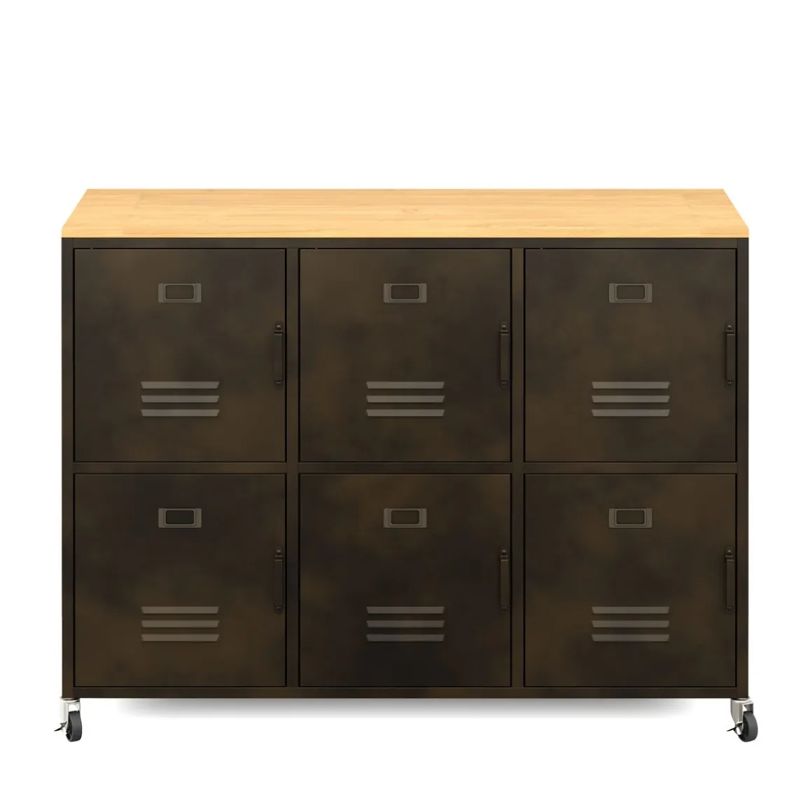 Sideboard auf Rollen Industrial FORGE 119 x 89 cm schwarz/braun