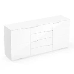 Sideboard AVILA 4 Schubladen und 2 Türen 165 x 80 cm Hochglanz weiss