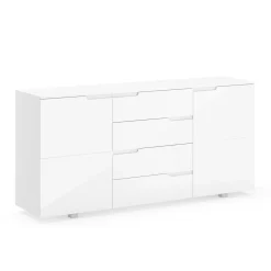 Sideboard AVILA 4 Schubladen und 2 Türen 165 x 80 cm Hochglanz weiss