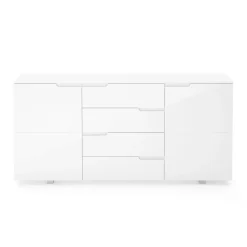 Sideboard AVILA 4 Schubladen und 2 Türen 165 x 80 cm Hochglanz weiss