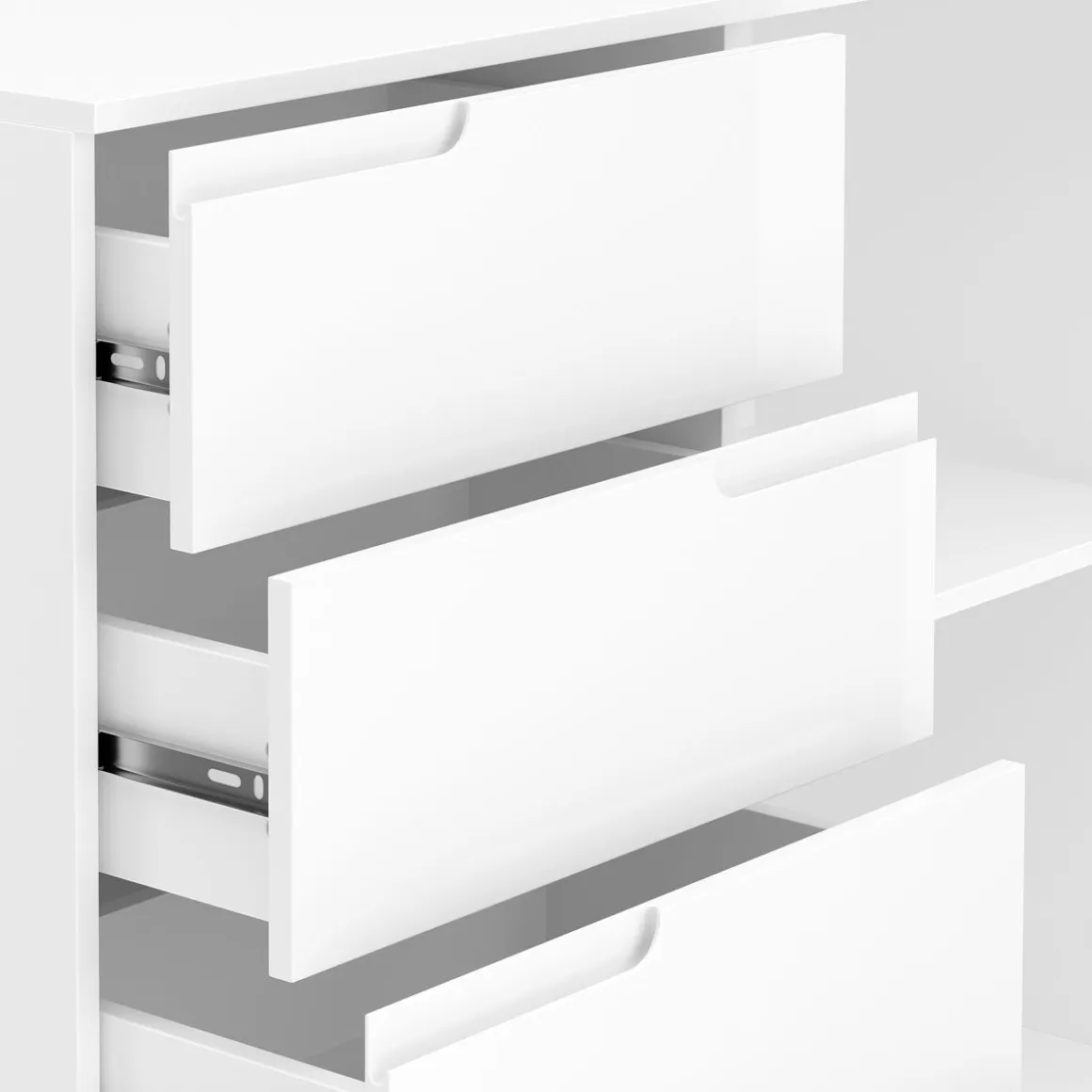 Sideboard AVILA 4 Schubladen und 1 Tür 100 x 80 cm Hochglanz weiss