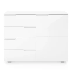 Sideboard AVILA 4 Schubladen und 1 Tür 100 x 80 cm Hochglanz weiss
