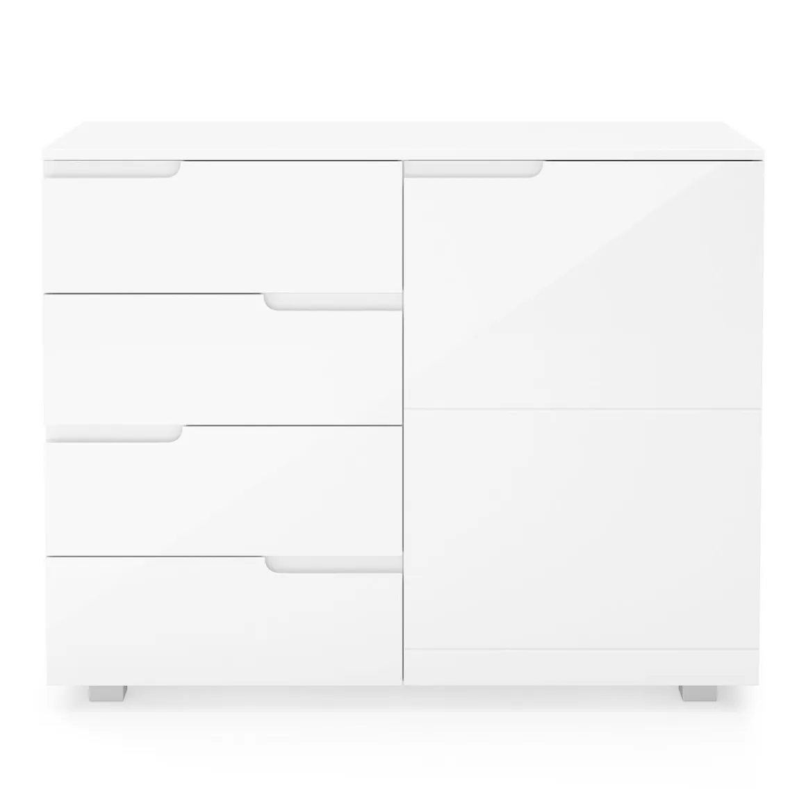 Sideboard AVILA 4 Schubladen und 1 Tür 100 x 80 cm Hochglanz weiss