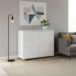 Sideboard AVILA 2 Türen 100 x 80 cm Hochglanz weiss