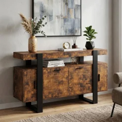 Sideboard CHELSEA 140 x 80 cm braun/schwarz