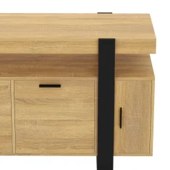 Sideboard CHELSEA 140 x 80 cm hellbraun/schwarz
