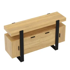 Sideboard CHELSEA 140 x 80 cm hellbraun/schwarz