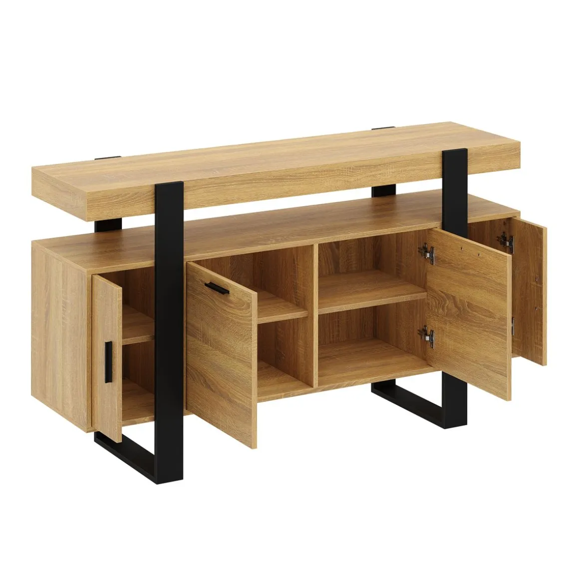 Sideboard CHELSEA 140 x 80 cm hellbraun/schwarz