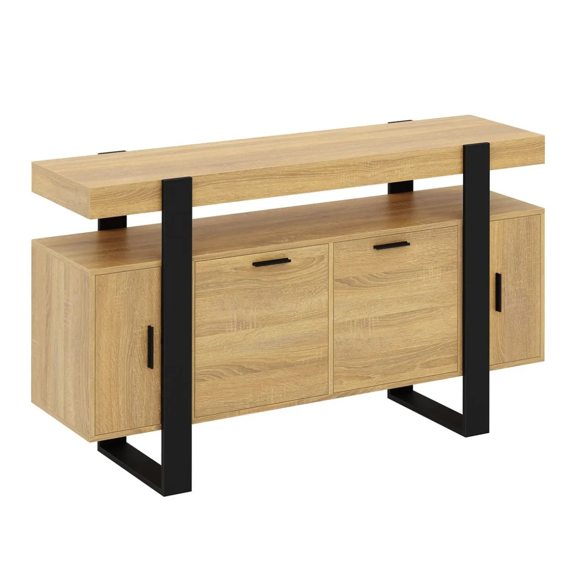 Sideboard CHELSEA 140 x 80 cm hellbraun/schwarz