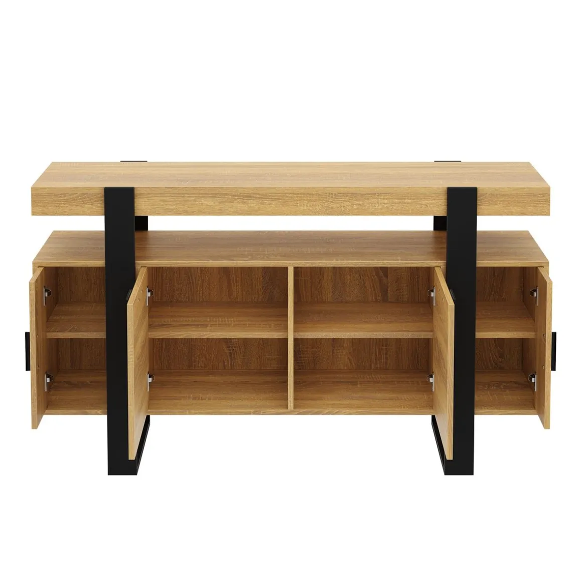 Sideboard CHELSEA 140 x 80 cm hellbraun/schwarz