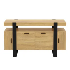 Sideboard CHELSEA 140 x 80 cm hellbraun/schwarz