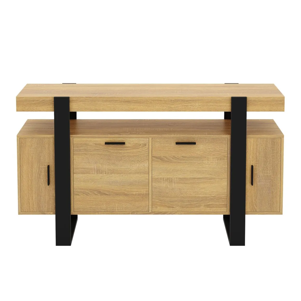 Sideboard CHELSEA 140 x 80 cm hellbraun/schwarz