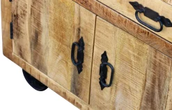 Sideboard Holz Vintage BASIL auf Rollen 80 x 70 cm