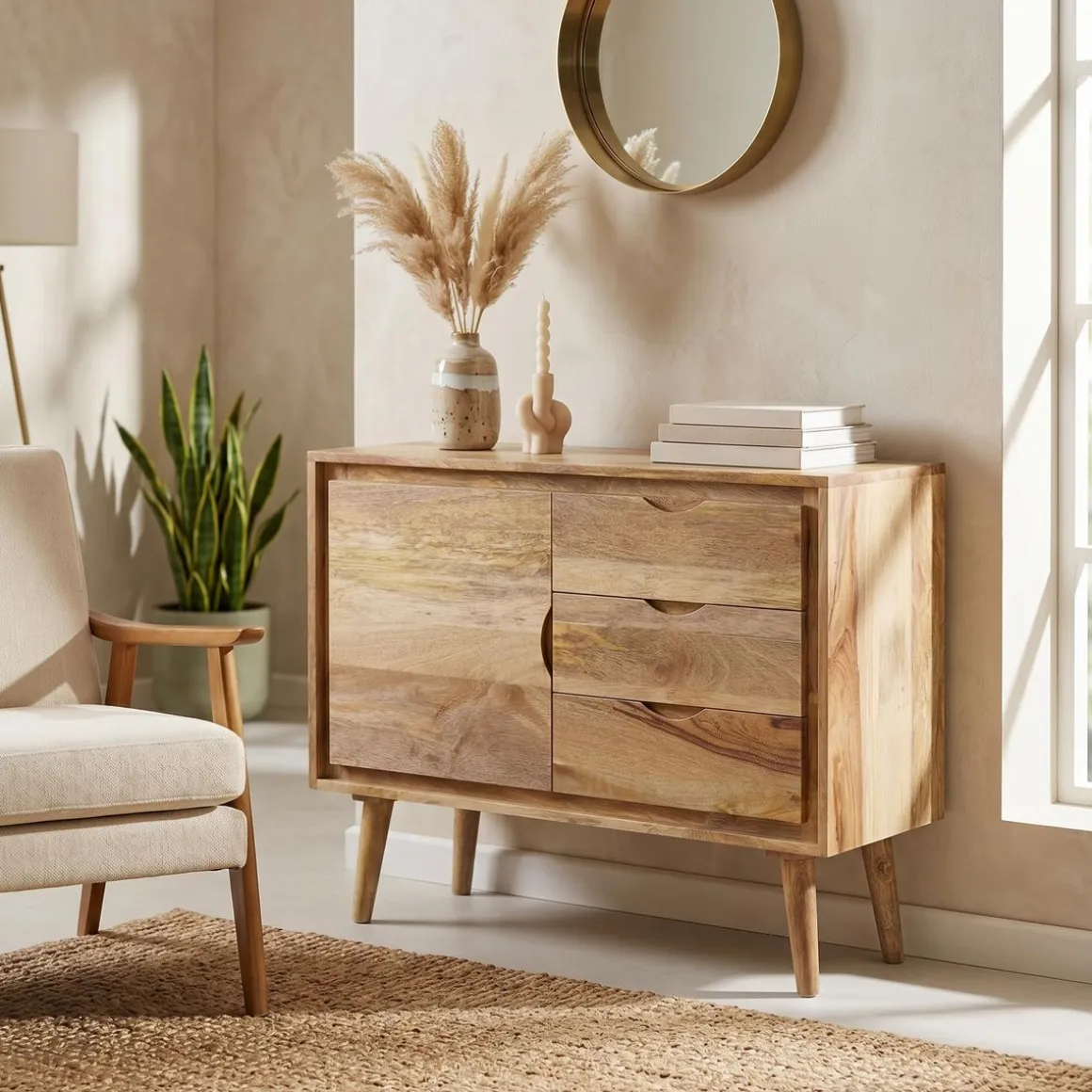 Sideboard Holz Vintage JARON 90 x 70 cm