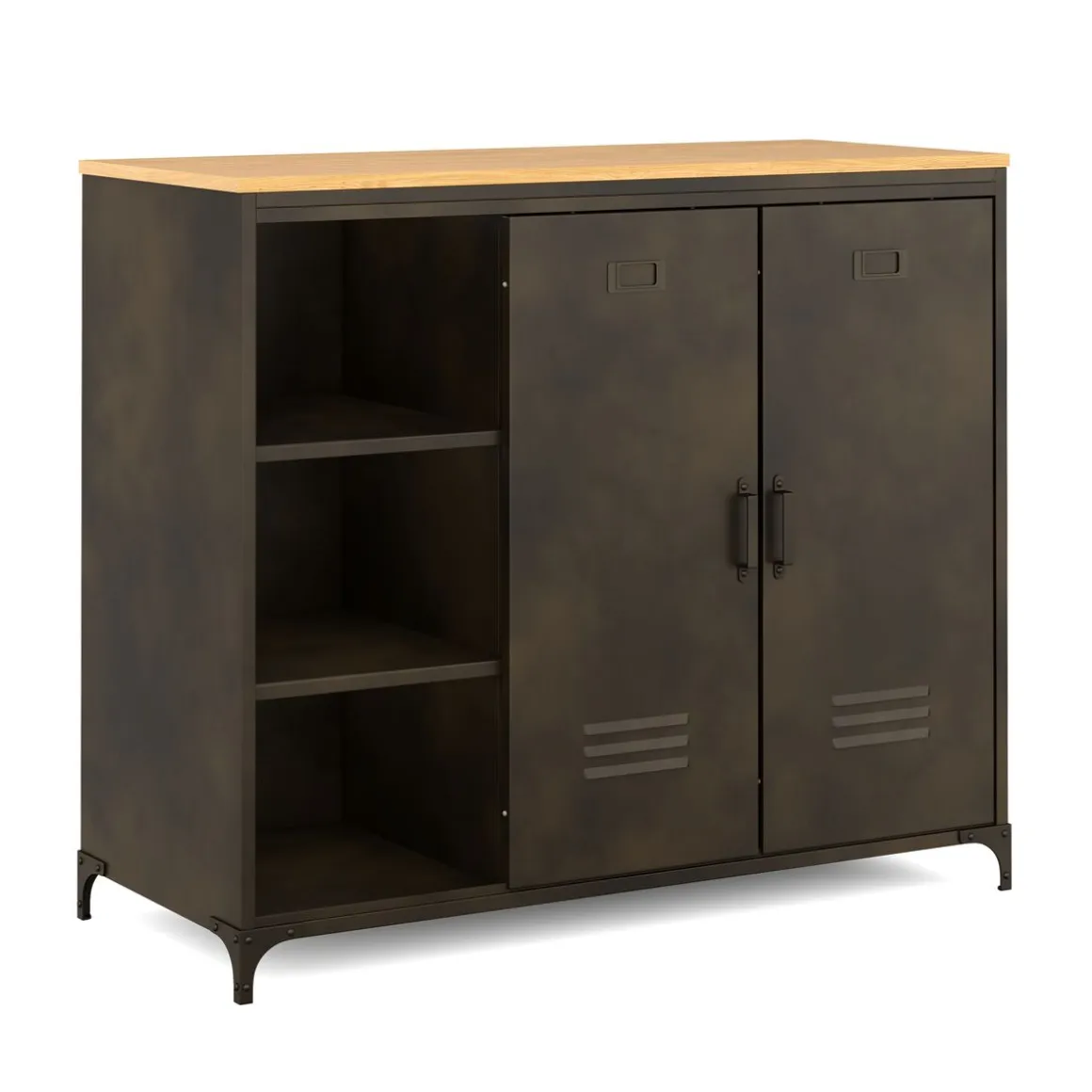 Sideboard Industrial FORGE 100 x 86 cm schwarz/braun
