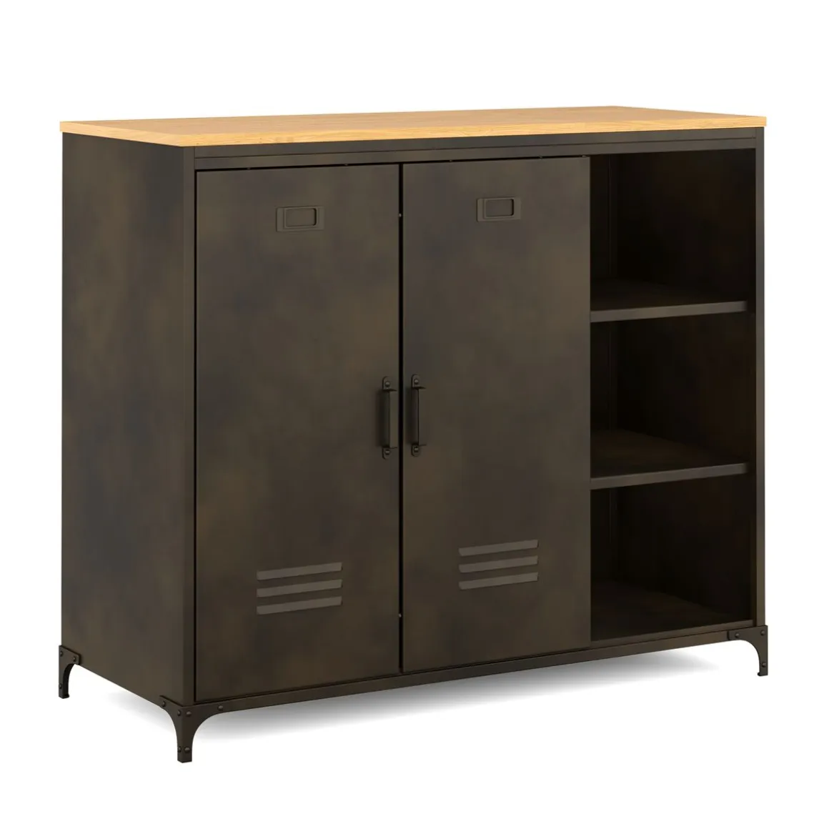 Sideboard Industrial FORGE 100 x 86 cm schwarz/braun