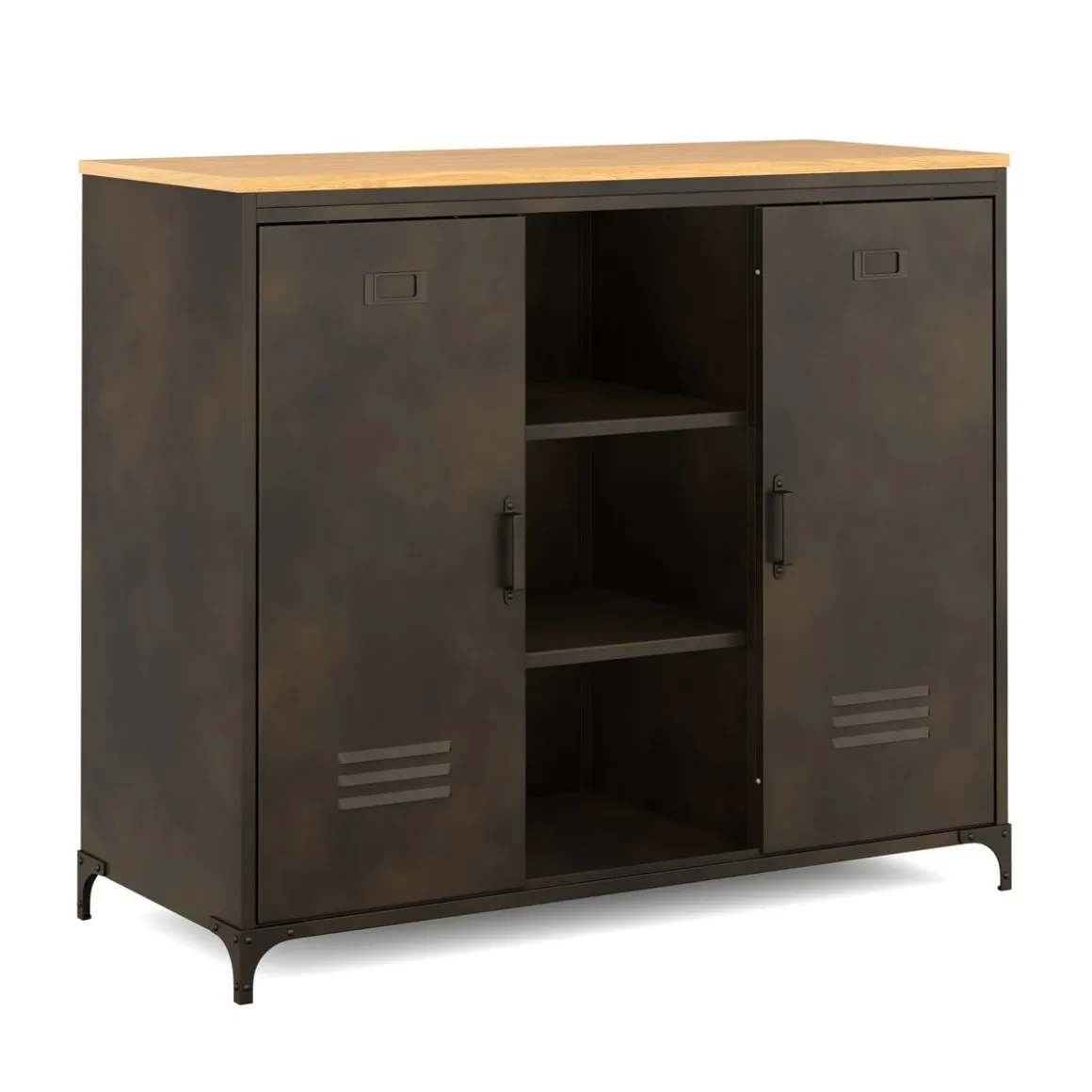 Sideboard Industrial FORGE 100 x 86 cm schwarz/braun
