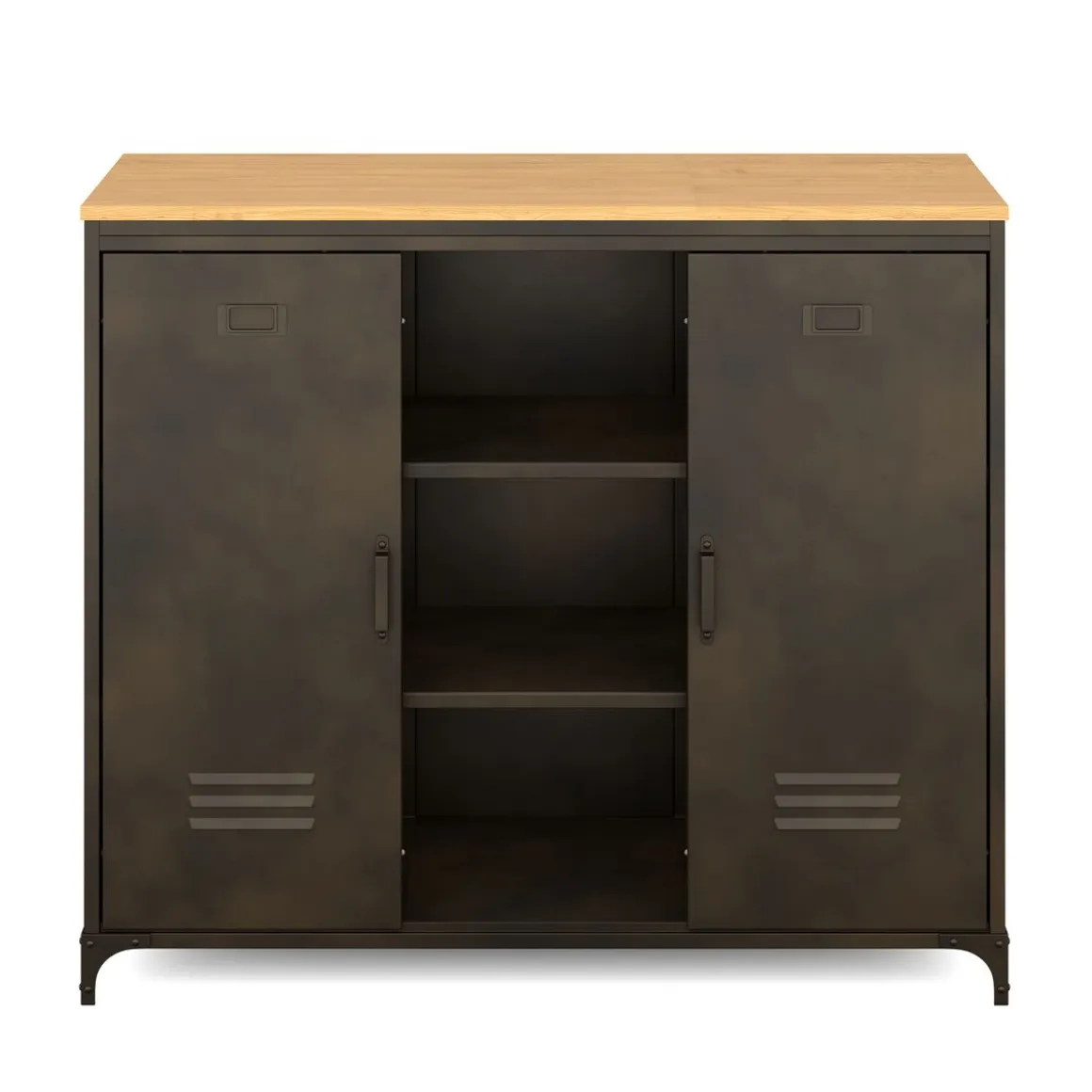 Sideboard Industrial FORGE 100 x 86 cm schwarz/braun