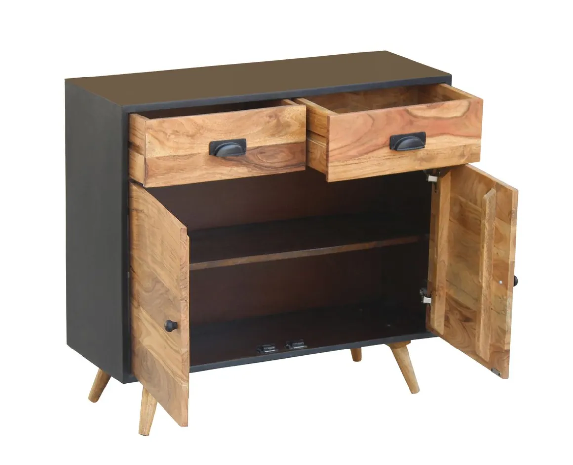 Sideboard JARIK 90 x 83 cm schwarz/braun
