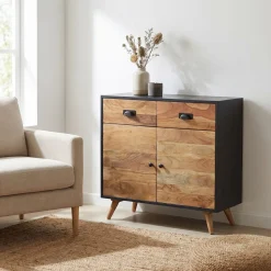 Sideboard JARIK 90 x 83 cm schwarz/braun