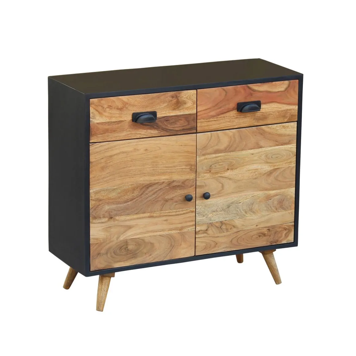 Sideboard JARIK 90 x 83 cm schwarz/braun