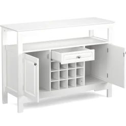 Sideboard LAVEA mit Weinregal 116 x 82 cm weiss