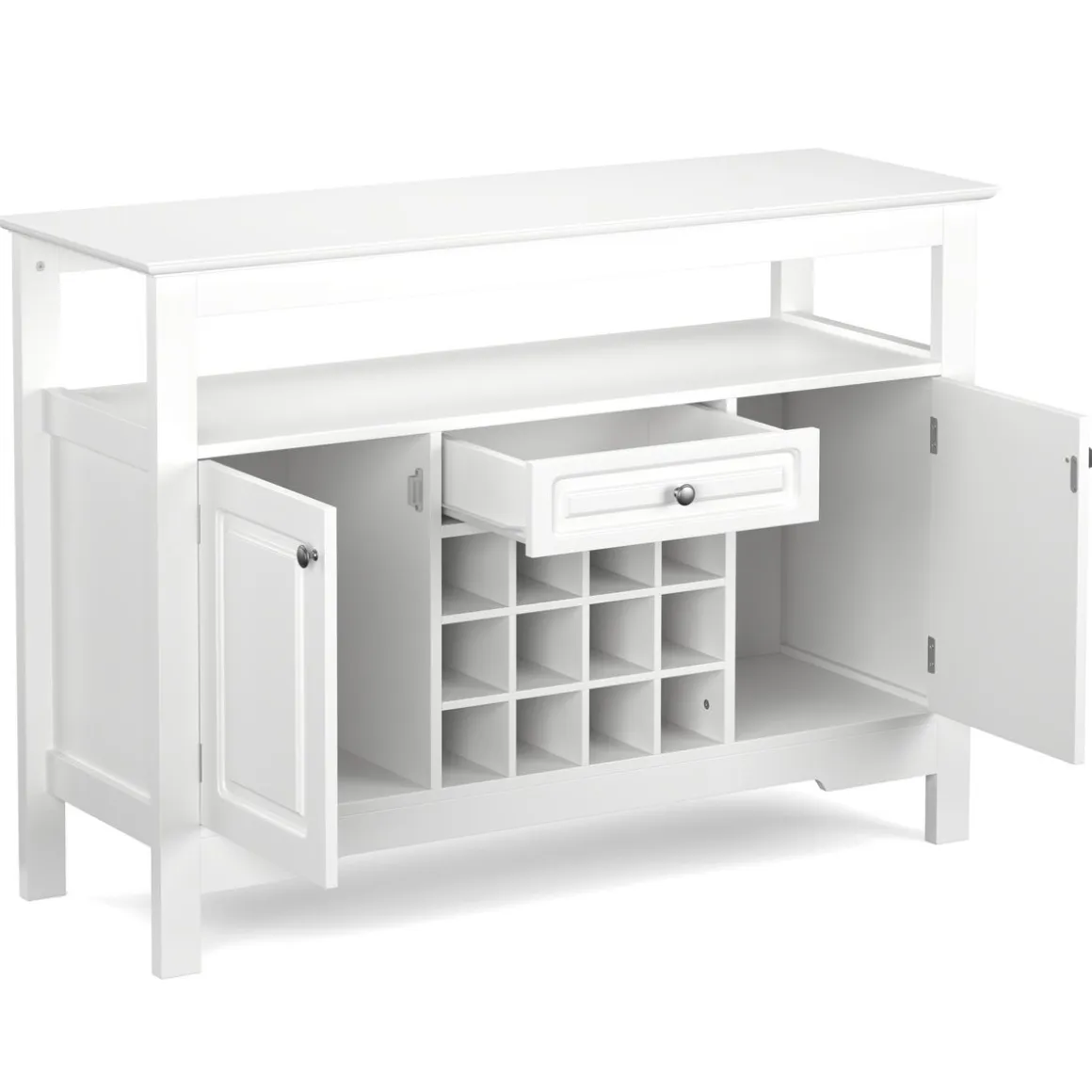 Sideboard LAVEA mit Weinregal 116 x 82 cm weiss