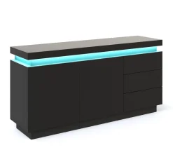 Sideboard LED ELVIO 150 x 75 cm schwarz