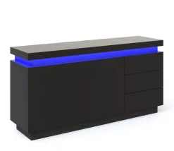 Sideboard LED ELVIO 150 x 75 cm schwarz