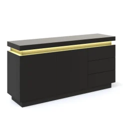 Sideboard LED ELVIO 150 x 75 cm schwarz