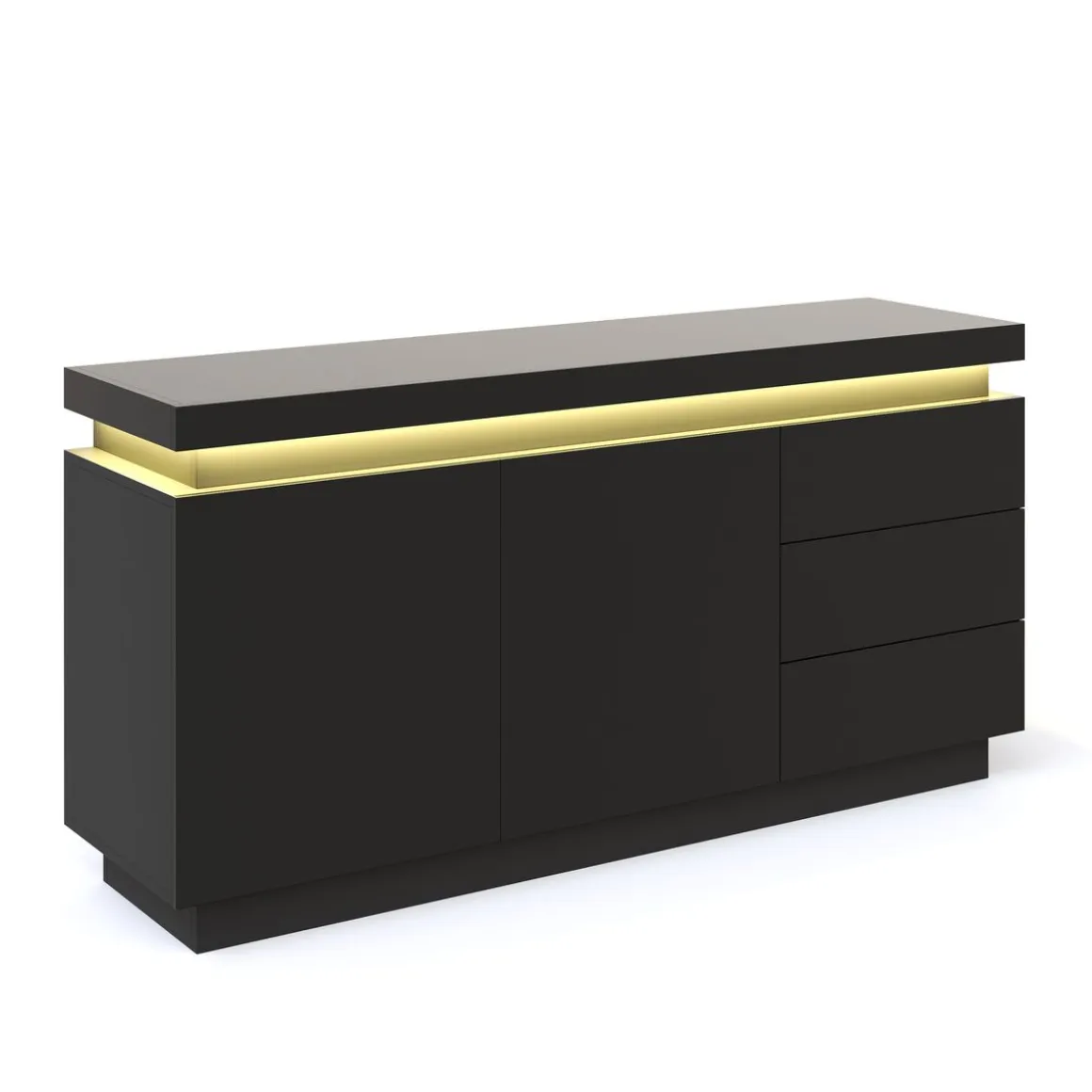 Sideboard LED ELVIO 150 x 75 cm schwarz