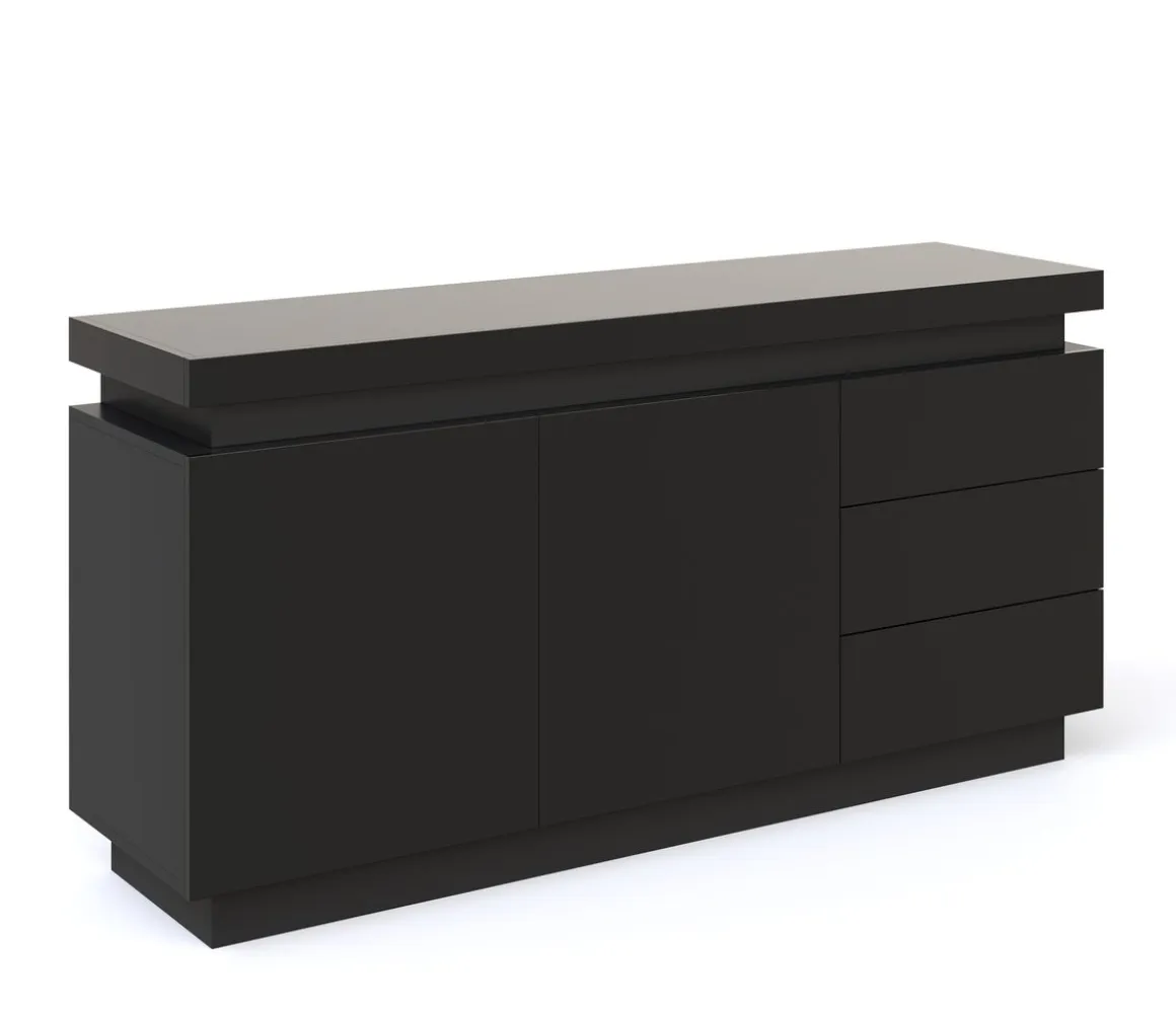 Sideboard LED ELVIO 150 x 75 cm schwarz