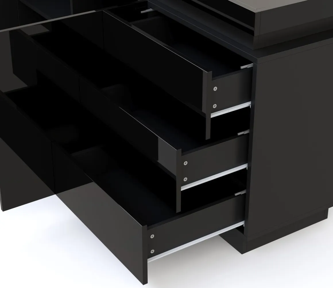 Sideboard LED ELVIO 150 x 75 cm schwarz
