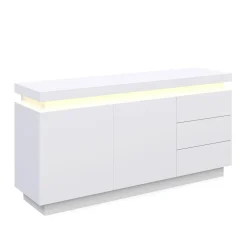 Sideboard LED ELVIO 150 x 75 cm weiss
