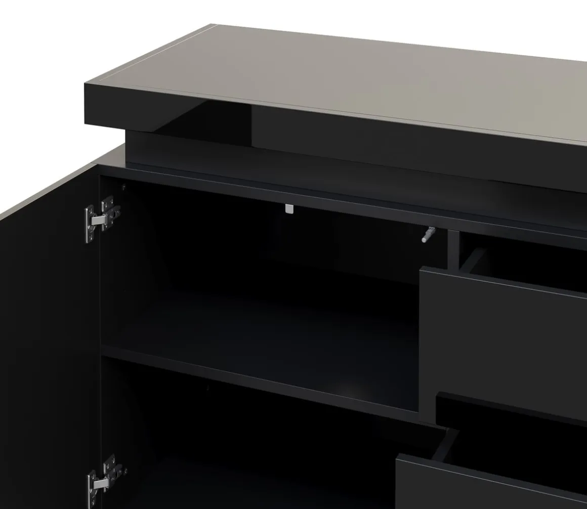Sideboard LED GIANNI 110 x 76 cm schwarz