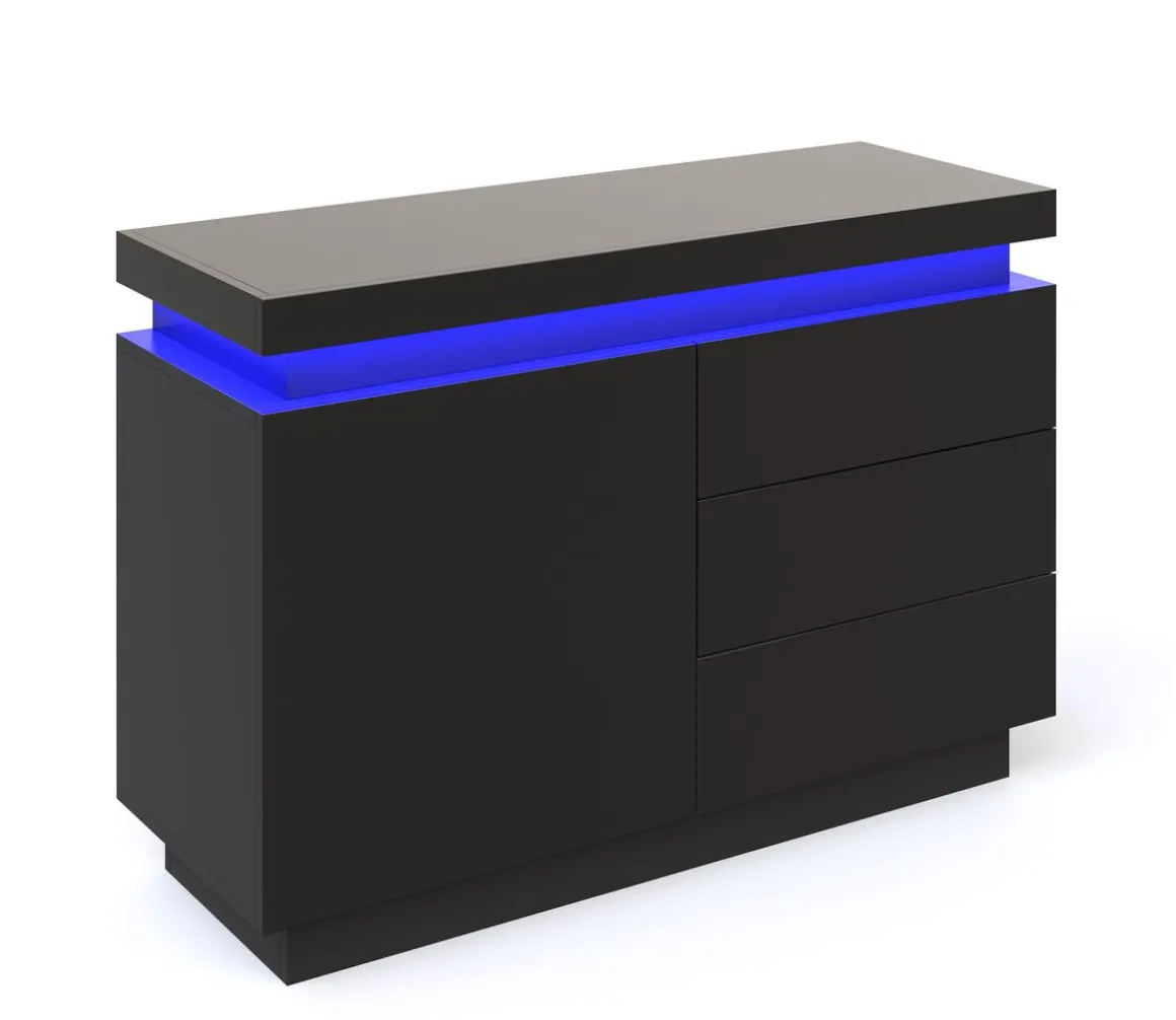 Sideboard LED GIANNI 110 x 76 cm schwarz