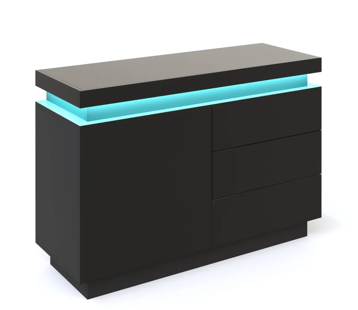 Sideboard LED GIANNI 110 x 76 cm schwarz
