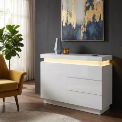 Sideboard LED GIANNI 110 x 75 cm weiss