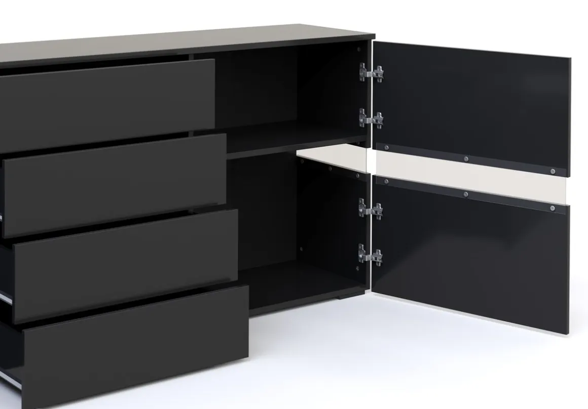 Sideboard LED TANA 177 x 72 cm schwarz
